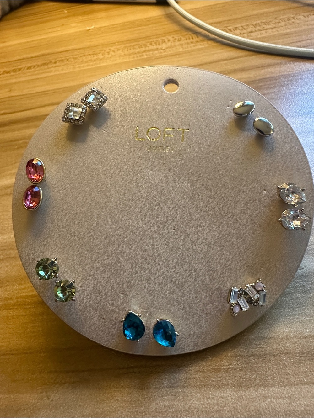 LOFT Multi-Pair Crystal Stud Earrings in Blue, Pink, Green, Clear and Silver